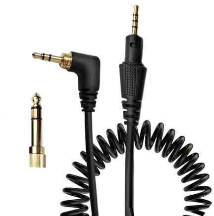 Plyisty Cavo Audio Arrotolato per Pioneer DJ HDJ-CUE1 HDJ-CUE1BT HDJ-X5 HDJ-X7 HDJ-S7 Cuffie, Cavo di Estensione Angolo Retto a 90 Gradi, con Adattatore da 6,35 Mm