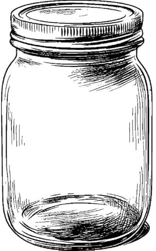 'Single Glass Jar' Rubber Stamp - Unmounted Design for Crafting & Scrapbooking, A8 (RS00061976)