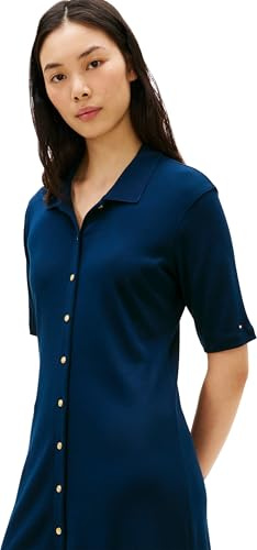 Tommy Hilfiger Damen Gold Button F&f Midi Dress Ww0ww48776 Polokleid (1er Pack)