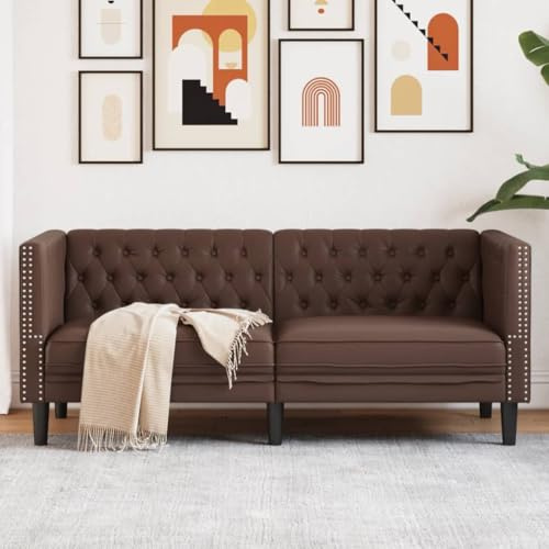 SKM Chesterfield-Sofa 2-Sitzer Braun Kunstleder,Möbel,Sofas,Braun,28.9KG,372661