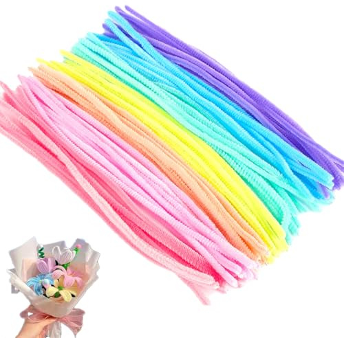 VYNZOR 100 Stück Pfeifenreiniger Chenilledraht Bastelset Bendable DIY Twist Stick Biegeplüsch Kunst Pfeifenputzer zum Basteln und Dekorieren (30CM) (Macaron-Farbe)