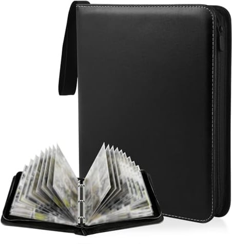 50 Pages 900 Pochette Carte, Porte Carte à Collectionner avec Fermeture Zippée, Album de Cartes à Collectionner, Album Classeur, Idéal pour Jeux de Cartes, Sports, TCG, Enfants et Collectionneurs