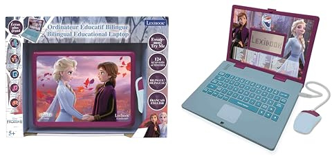 Lexibook Disney Frozen La Reine des Neiges 2 - Ordinateur Éducatif Bilingue Français/Anglais - Jouet Filles avec 124 Activités pour Apprendre, S'amuser et Jouer du Piano - Bleu/Violet, JC598FZi1LXB