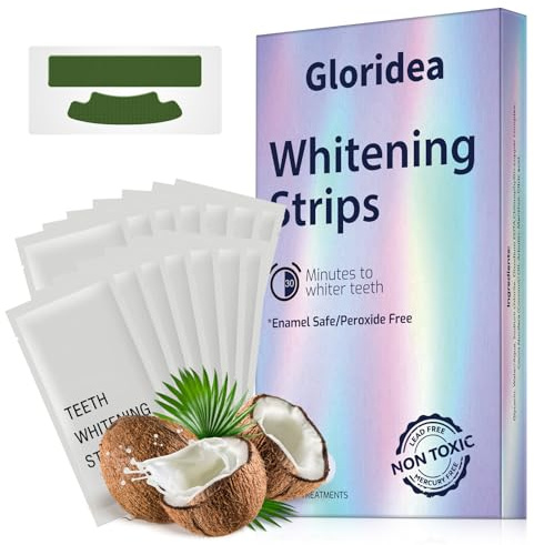 Teeth Whitening Strips – Zahnaufhellungsstreifen ohne Peroxid für empfindliche Zähne, 28 Streifen für 14 Tage Anwendung, sanftes Zahnbleaching zu Hause, Salbei-Geschmack für Frauen & Männer
