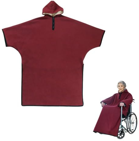 BLUEZY Rollstuhl Ganzerkörper Warme Decke, Rollstuhldecke, Rollstuhl Mantel Winddicht Rollstuhl Cape Poncho Mit Dickes Plüschfutter Schlupfsack Mit Kapuze Fußsack Für Rollstuhl