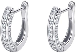 Lunar Spark Damen Creolen 925 Sterling Silber – Moissanit Ohrringe wie Diamond, dick rhodiniert, nickelfrei & hypoallergen (Weißgold)