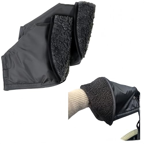 Ymswjgj Rollstuhl-Warmhandschuhe wasserdichte und Winddichte Rollstuhlhandschuhe Gehhilfe mit Warme Fleece Rollator Zubehör Winddichte Handschuhe für Gehhilfen - Schwarz