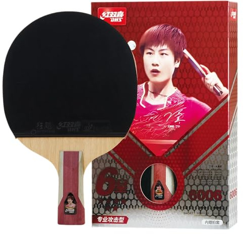 DHS Sports 6 Star Tischtennisschläger H6006 – Penhold, ITTF zugelassenes Paddel, fortschrittliches, 5-lagiges Holz, dickerer Kern, Hurricane 3 und Tin Arc Gummis