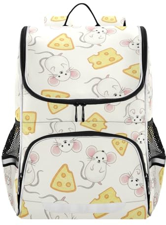 Mnsruu Lovely Mice Cheese Kids Backpack Rucksack Bag for School Girls & Boys, Cute School Bag for Kids, Kids Bookbag for Elementary with Reflective Strip