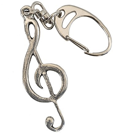 Music Gifts: Pewter Keyring – Treble Key