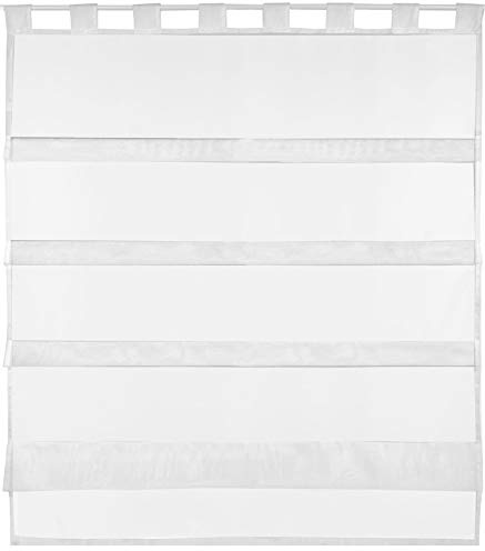 Bestlivings weiße Bistrogardine Transparent mit Schlaufen in 90x110 cm (BxL), in vielen Varianten erhältlich