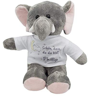 Kinderlampenland Kilala personalisierter Elefant Kuscheltier Hase im Mond zur Geburt mit Namen Baby Mädchen Junge Stofftier Geschenk zur Taufe