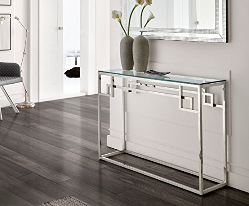 DUGARHOME - Recibidores Modernos - Consola Cristal/Acero Con-13 (120x40x78)