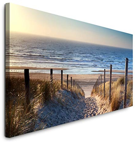 Paul Sinus Art GmbH Niederlande Strand 120x 50cm Panorama Leinwand Bild XXL Format Wandbilder Wohnzimmer Wohnung Deko Kunstdrucke
