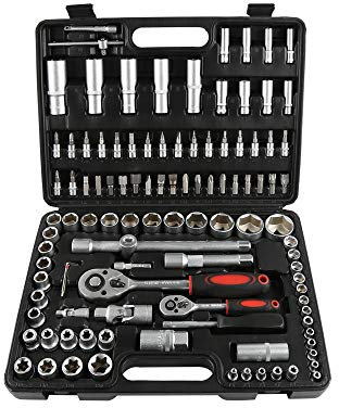 108 pièces Coffret de clés à douille,Coffret de douilles et embouts avec cliquet (108 pièces)