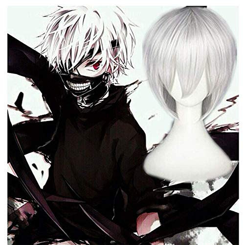 GJBXP Anime Cos Perücke Tokyo Ghoul Silber Weiß Männer kurze Haare Cosplay Perücke