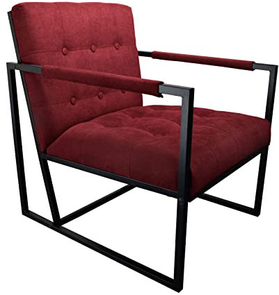 SVITA Jones Cocktail-Sessel Loungesessel gepolstert mit Stahl-Rahmen Stoff Rot