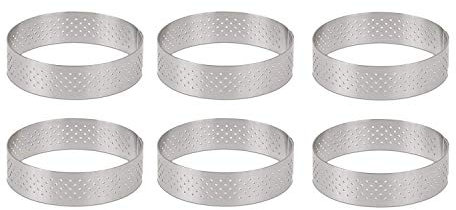 RETTI Runder Ring Aus Rostfreiem Stahl mit PoröSem Törtchen Boden Back Form für Tower Pie Kuchen Hitze BestäNdiger, Perforierter Schaum Kuchen Ring, 8 cm