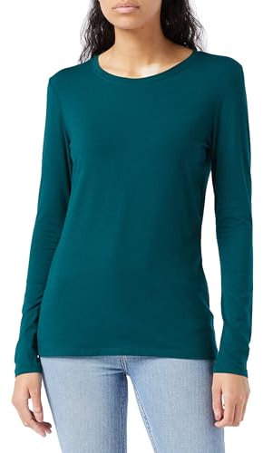 Amazon Essentials Women's Regular-Fit Long-Sleeve Crewneck T-Shirt (Available in Plus Size), Dark Green, L