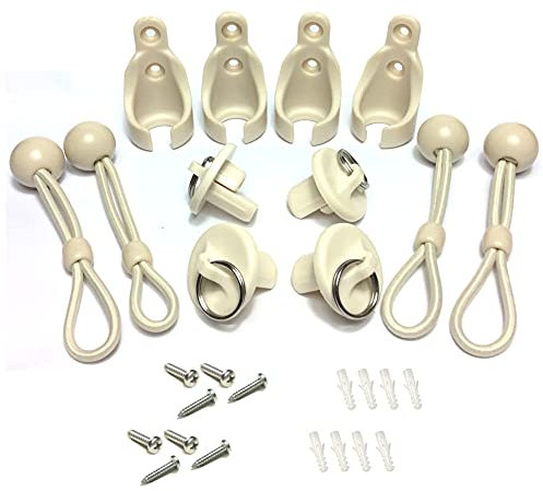 2 Sets Ersatzteile Bungee Endkappen Kit Beige für Außen schnurlose Rollschirme Outdoor Jalousien