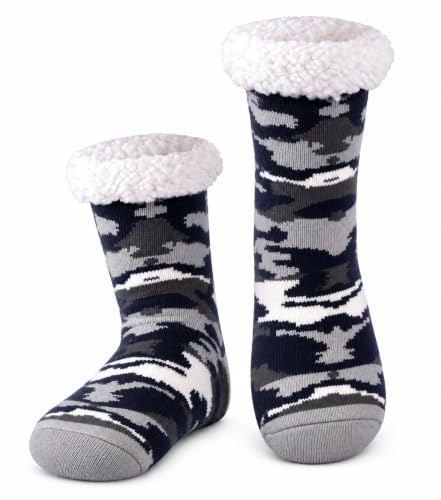Hisonwel Calze da Casa Uomo, Calze Antiscivolo Calzini a Pantofola invernali, Calzini Termici Caldi Pile, Calze Termiche Natalizie, Calzettoni Morbidi per Casa Regalo Natale