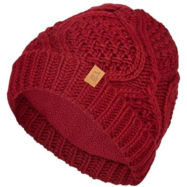 mh michael heinen Damen Strickmütze, Beanie, Fleece Fütterung, schnell trocknend, dehnbar, OneSize Bordeaux OS