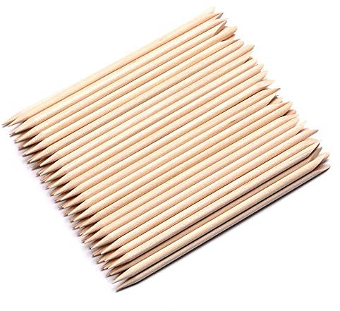100 Pcs 4.3in Nail Orange Sticks, Multi-Functional Double Heads Cuticle Pusher Wood Sticks Remover Manicure Pedicure Tool (100)