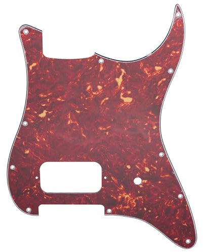 Musiclily Pro 11 Löcher Strat Pickguard 1 Humbucker Gitarren Schlagbrett für Fender USA/Mexico Tom Delonge Strat Style E-Gitarre, 4-lagig Vintage Tortoise