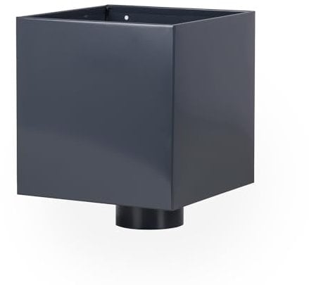 Wasserbox Anthrazitgrau RAL 7016 200x200 Ausgang Ø 80 oder 100 mm mit Gitter (Ausgang Ø 100)