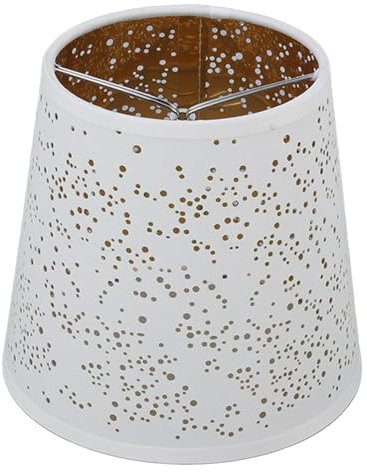 6 Stück E14 kleine Lampenschirme zum Aufstecken, weiße kleine Lampenschirme Tischlampenschirm kleine aushöhlen Barrel Stoff Lampenschirm für Kronleuchter Wandleuchte Stehlampe