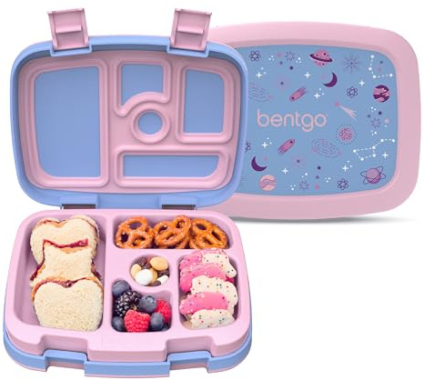Bentgo Kids Prints Lunchbox für Kinder, auslaufsicher, 5 Fächer, Bento-Stil, ideale Portionsgrößen für Kinder von 3–7 Jahren, langlebig, sturzsicher, spülmaschinenfest, PFAS- und BPA-freie Materialien