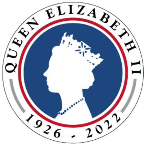 Aufkleber „QUEEN ELIZABETH II“ Schild Folie selbstklebend blau/weiß | Ø5-30cm Made in Germany, Größe: Ø5 cm