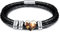 INBLUE Personalisierte Namen Armbänder Herren Gravur Lederarmband Edelstahl Silberne Perlen Anhänger Schmuck Geschenke für Männer Papa Familie Damen (Silber, Herz 2 Perle)