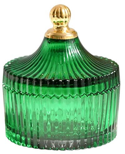 BOLOKA Schmuckkästen Grüne Schmuckkiste Glas Schmuck Aufbewahrungsbox Mit Lackiertem Golddeckel Kleine Badezimmeruhr Haarschmuck Organizer Schmuckdose