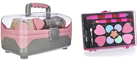 Theo Klein 5862 Braun Frisierkoffer | Mit batteriebetriebenem Haartrockner | ab DREI Jahren & 5549 Princess Coralie Kosmetik-Set I Inkl. Lidschatten, Rouge und Lipgloss I für Kinder ab 3 Jahren