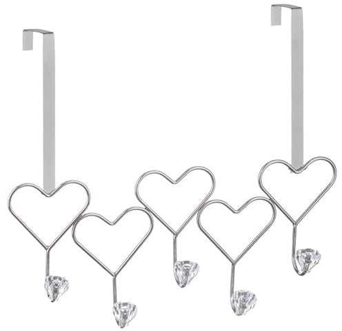 Bloomingtons Direct 5 Over Door Hooks Hanger, No Drilling Required, Modern Silver Door Hook for Coat, Towel, Hat, Clothes, Decoration