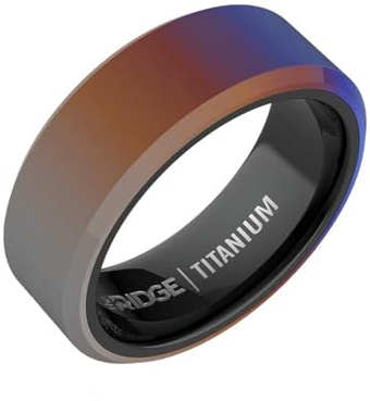 The Ridge abgeschrägter Ehering aus gebranntem Titan mit bequemer Passform – 9