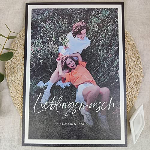 Elbeffekt Lieblingsmensch Geschenk Holzbild - Foto Geschenk - personalisierbar zum Hinstellen/Aufhängen optional beleuchtet Lieblingsmensch Geschenkidee, paar geschenke - personalisierte Geschenke