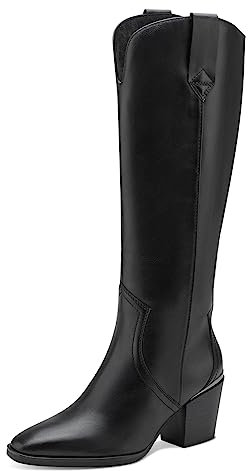 MARCO TOZZI Stivali Alti Donna con Tacco al Ginocchio Cowboy, Black, 37 EU