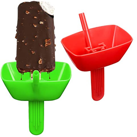 2pcs Ice Cream Holder, Drip Free Popsicle Holder Popsicle Holders with Straw Mess Free Frozen Popsicle Holder BPA Free Ice Popsicle Holders for Summer Pool Party