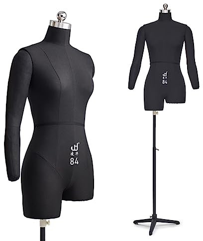 Kleiderpuppe Schneiderpuppe Nähpuppe Weiblich Groß Schwarz, Frauen Schaufensterpuppe Büste Mit Verstellbarem Ständer, Styropor-Körperpuppe Für Schneiderinnen & Kleidungsausstellungen ( Color : With Ar