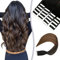 sindra Tape Extensions Echthaar Natürlich Schwarz to Dunkel Braun Ombre Extensions Echthaar 20pcs 50g 50cm Tape in Extensions Echthaar Remy Echthaar Extensions Seidig Gerade Tape Ins #1BT4 20 Zoll