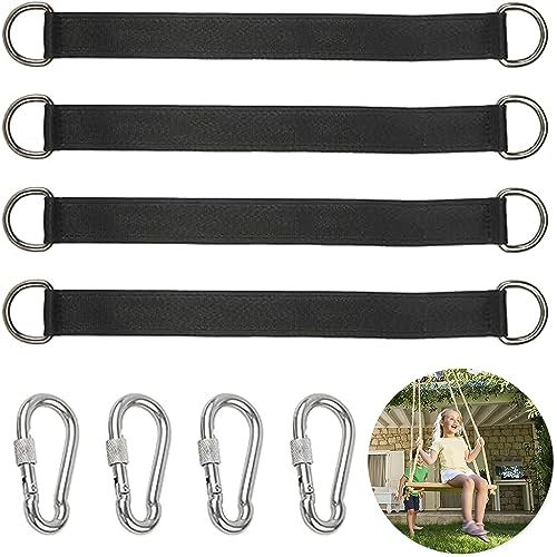 YZDZSW Kit de suspension pour hamac, 4 pièces de fixation pour hamac, balançoire, sangle de suspension en nylon avec 4 mousquetons, anneaux en D pour l'intérieur et l'extérieur