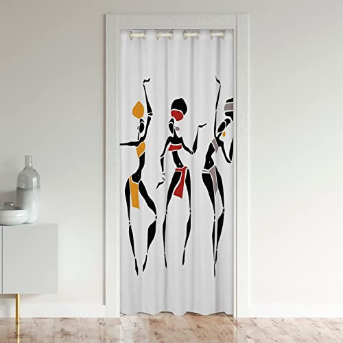 Afrikanisch Frau Türvorhang 106x203cm für Tür Privatsphäre Afrikanisch Muster Schrank Vorhang für Innentür Raumteiler für Wohnzimmer Ethnic Afro 30%-50% Zimmer Verdunkelung Schwarzout Vorhang