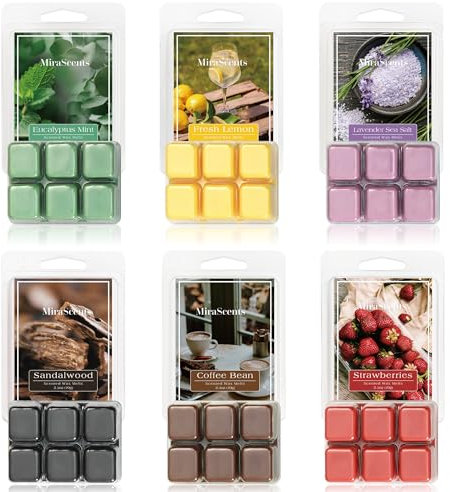 FUND AMLIGHT 6 Stück Duftwachs Wax Melts, 100% Sojawachs, Duftwachswürfel Duftwachs 6 x2.5oz, Duftlampen Scented, Duftwachswürfel Geschenk für Weihnachten