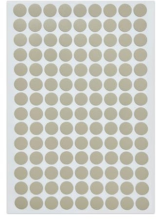 Highdecora Screw Hole Covers Caps Self Adhesive Stickers for Concealing Screw Holes for Furniture, Waterproof Stickers, 630 Pieces/ 5 Sheets, 13mm. (H702-Cashemere_Grey)
