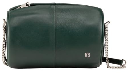 DUDU Barell -Ledertasche, Umhängetasche mit Kette und Leder, stilvolle Mode kleine zylindrische Tasche mit Reißverschluss Mangrove