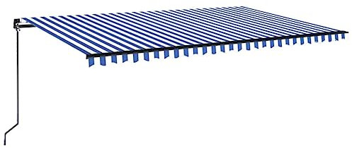 Willood Markise Manuell Einziehbar 500x350 cm Blau und Weiß