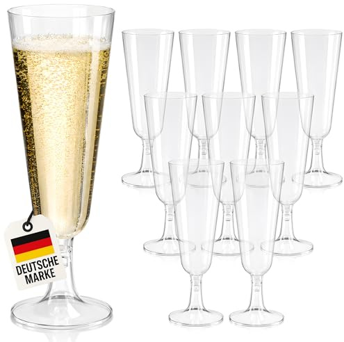 WELLGRO Sektgläser Kunststoff Mehrweg – 60 Stück – Champagnergläser Plastik Transparent – 150 ml – Party, Hochzeit, Sektempfang – Stabil, Leicht, Wiederverwendbar