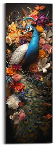 REINDERS Wandbild, Colourful Peacock, Wohnzimmer, Bilder, Wanddeko, Room Decor, MDF, Mehrfarbig, 90 x 30